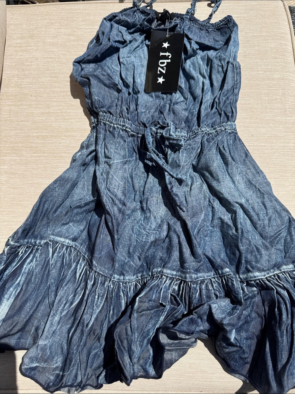 Flowers by Zoe Dark Blue Denim-Effect Tiered Sundress